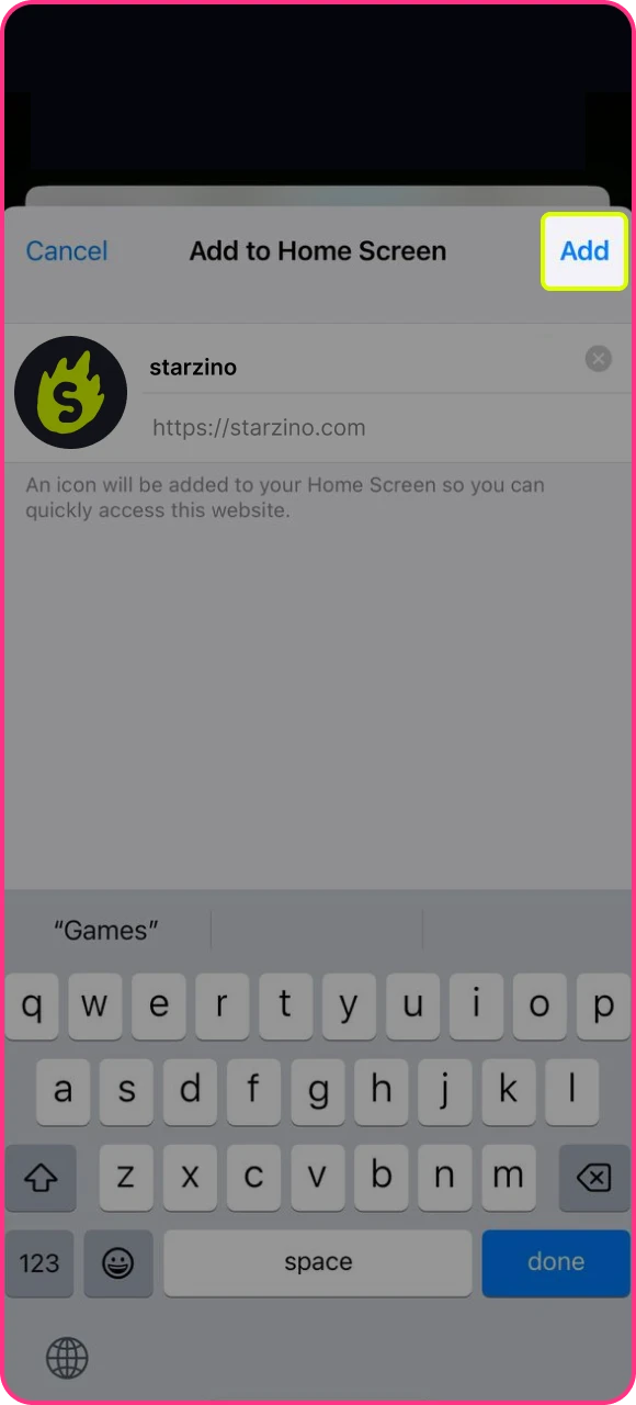 Bevestig de installatie van de Starzino online casino-applicatie en wacht tot deze voltooid is.